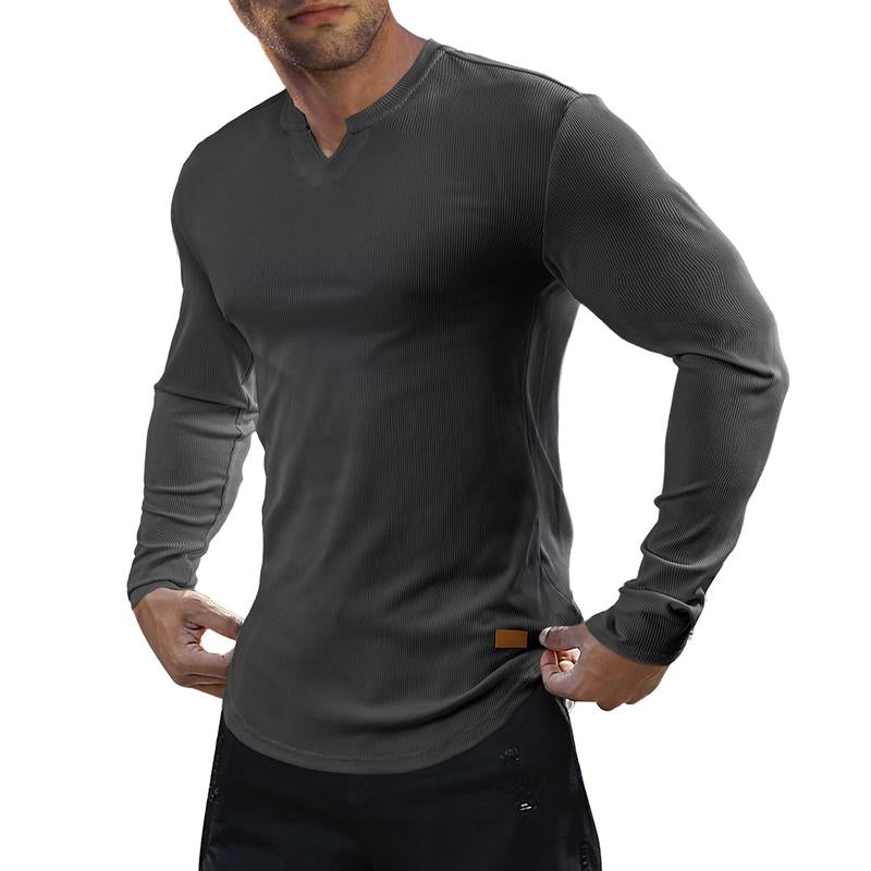 V-neck long-sleeved men's fitness sports top