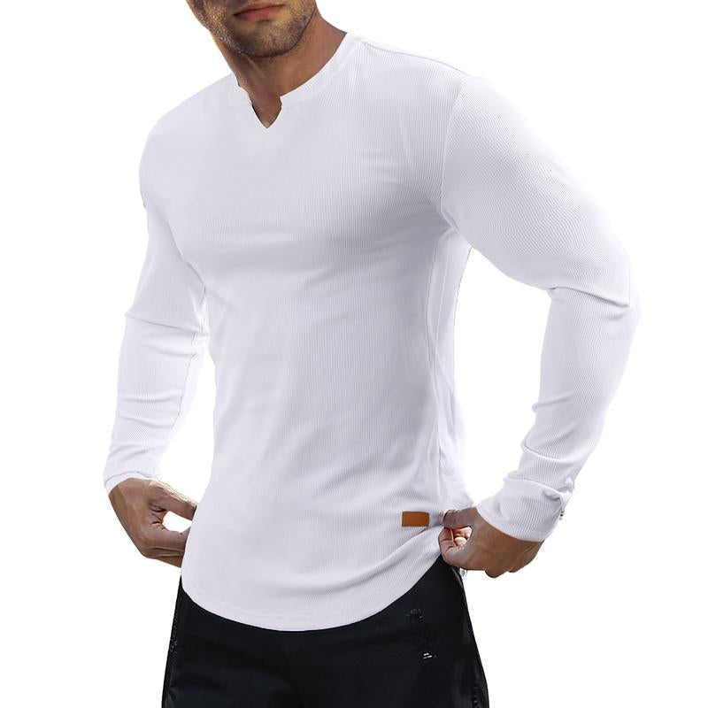 V-neck long-sleeved men's fitness sports top