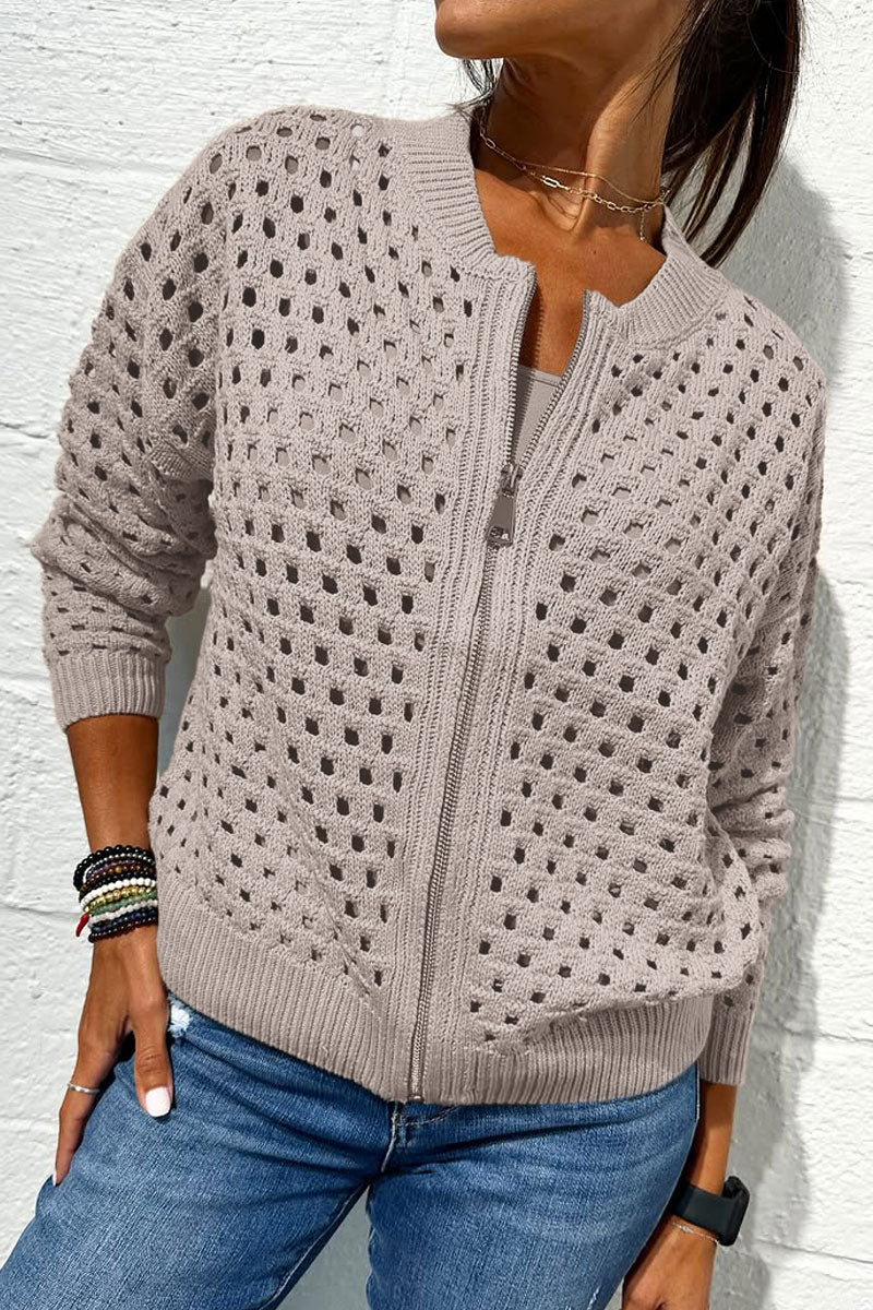 Openwork zipper jacket