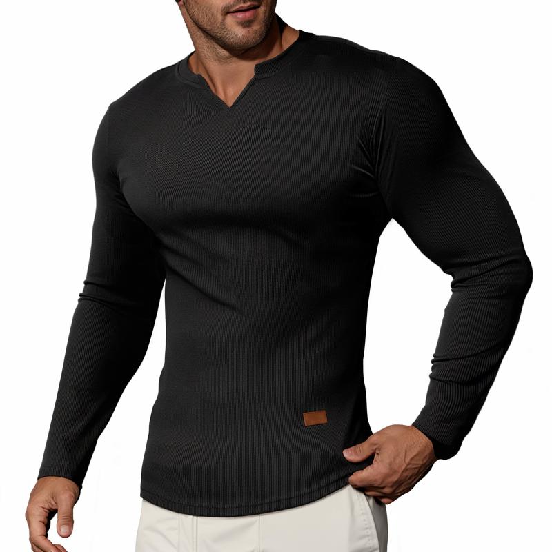 V-neck long-sleeved men's fitness sports top