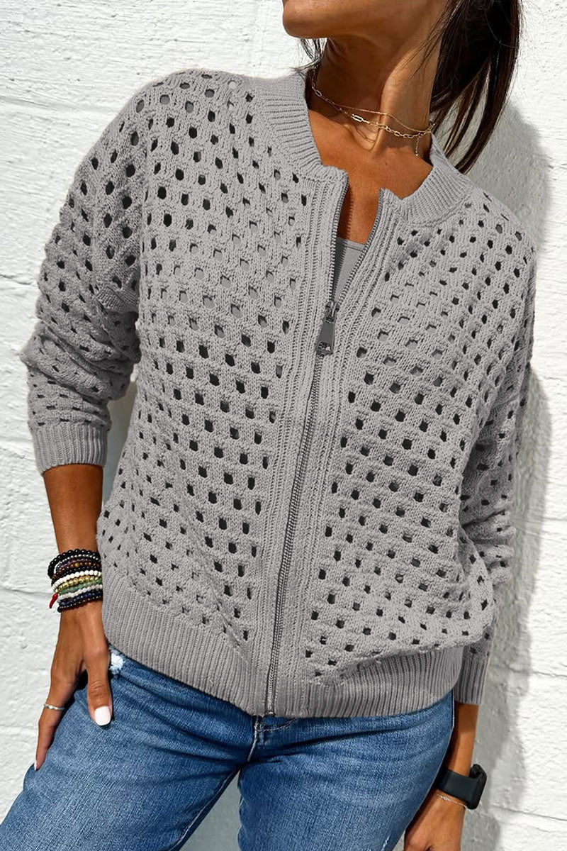 Openwork zipper jacket