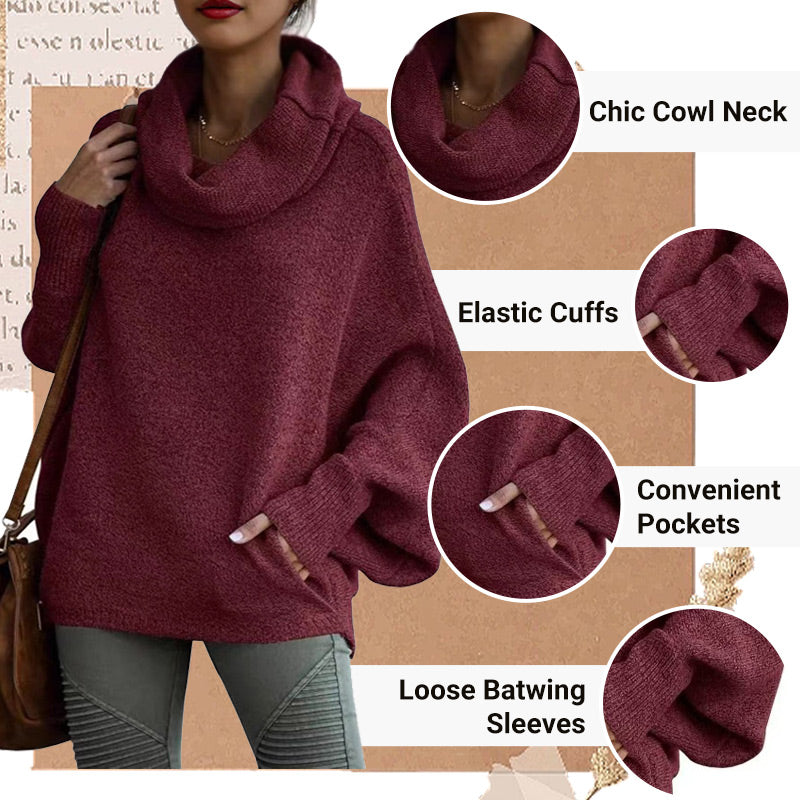 🥳 Women's Batwing Sleeve Turtleneck Sweater