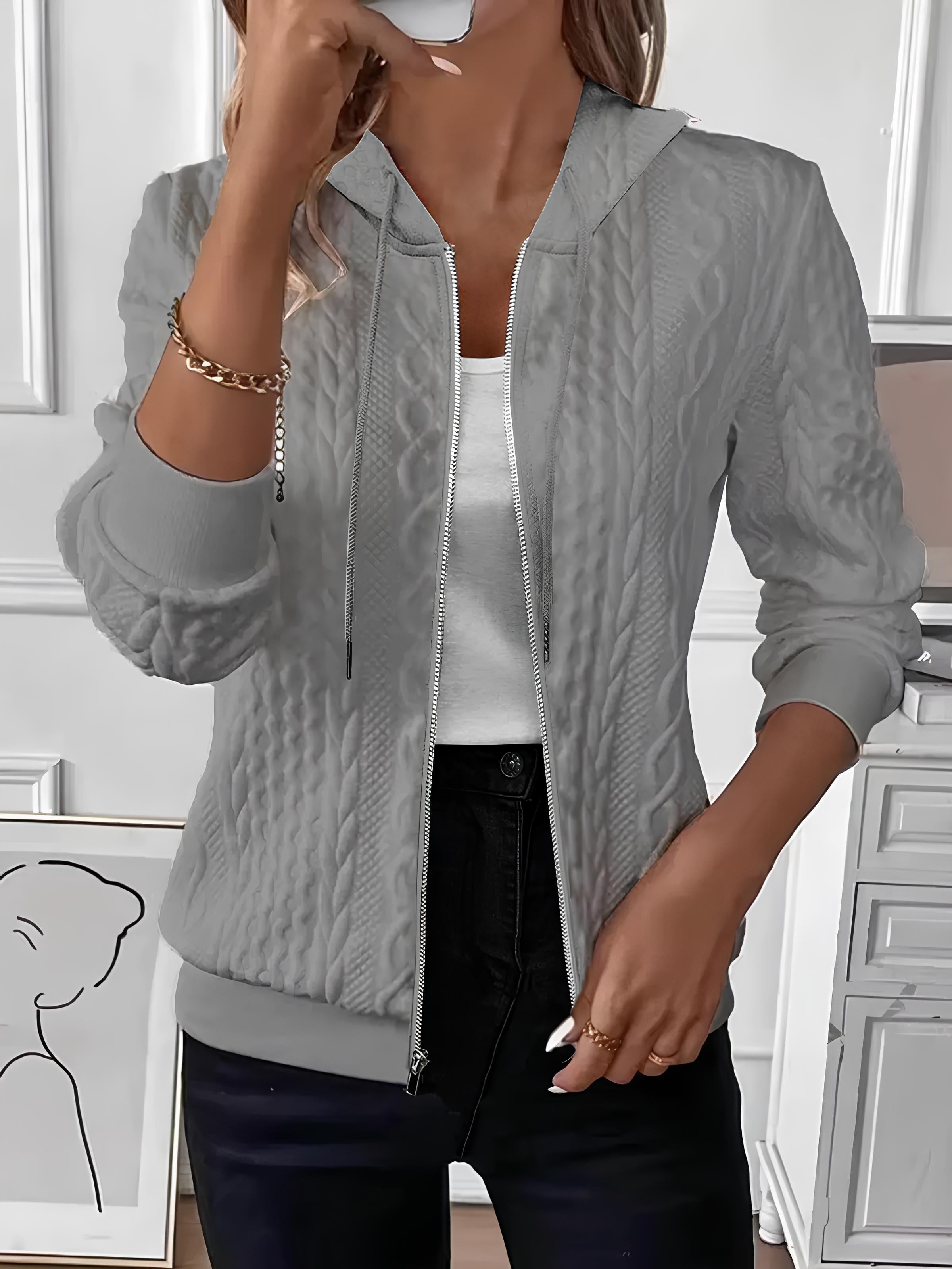 Zip Up Hooded Sweatshirt Jacket