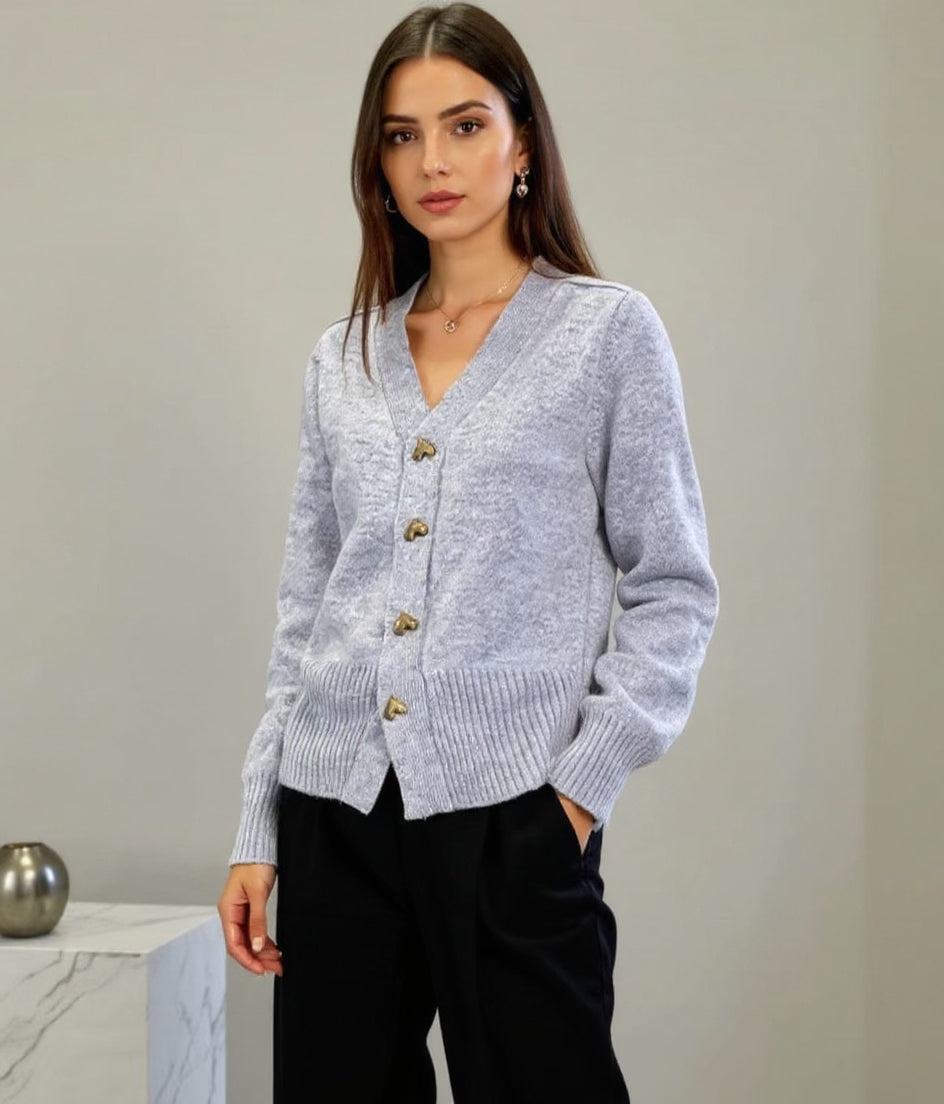 Heart-shaped button cardigan