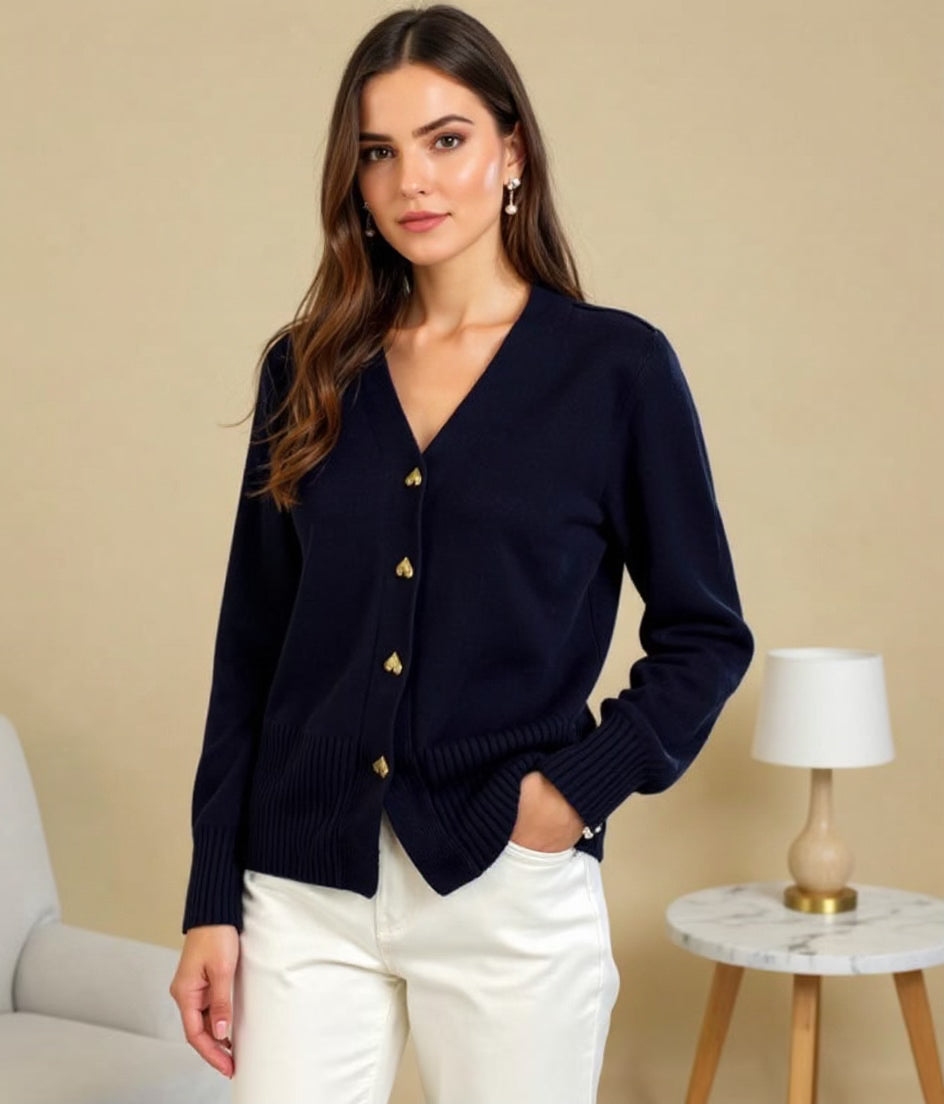 Heart-shaped button cardigan