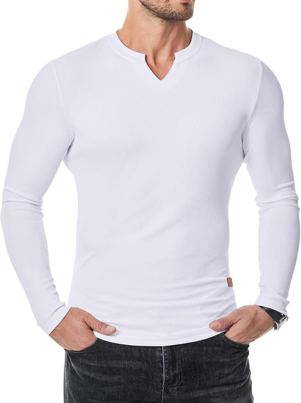 V-neck long-sleeved men's fitness sports top