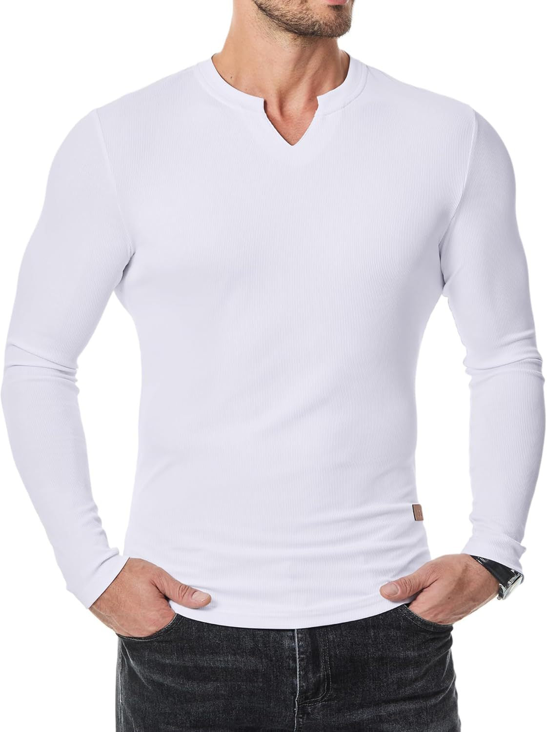 V-neck long-sleeved men's fitness sports top