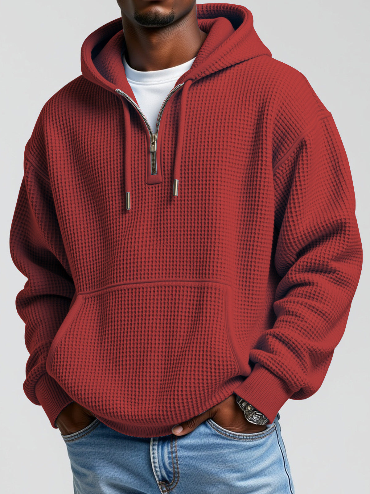 Winter Men's Solid Color Hooded