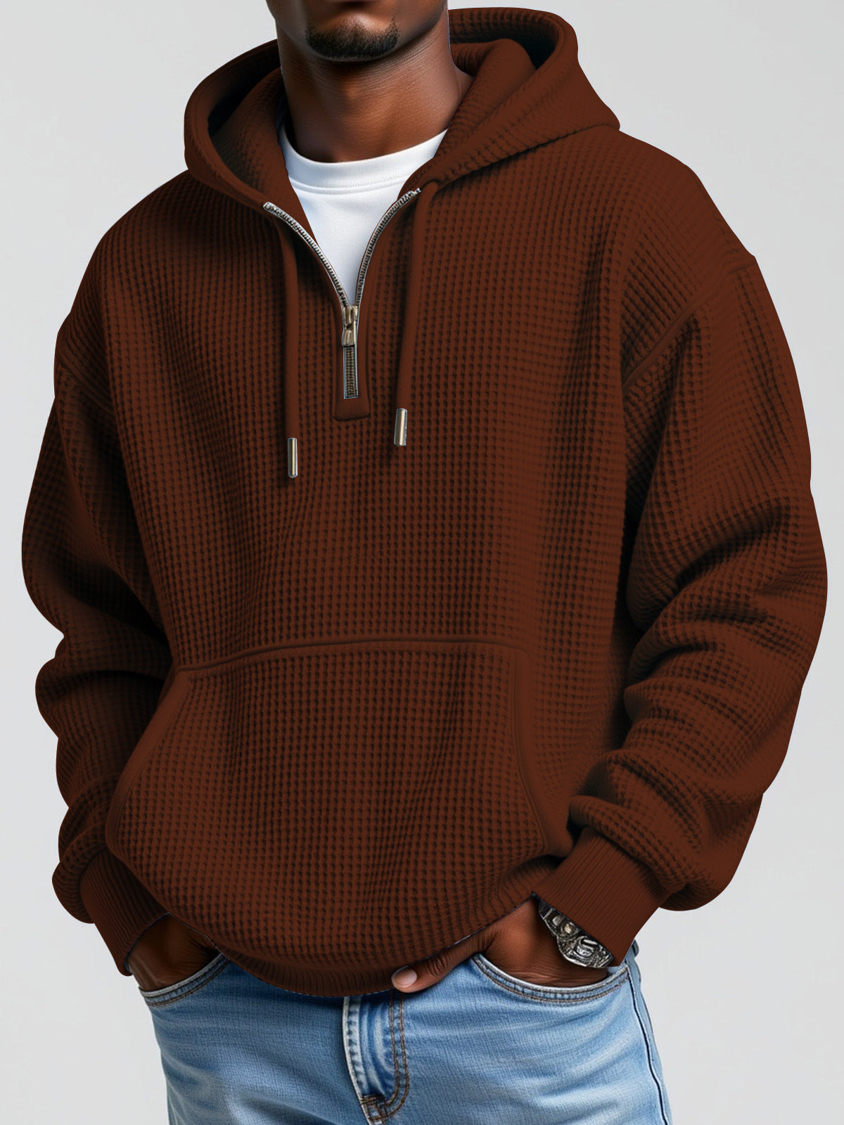 Winter Men's Solid Color Hooded