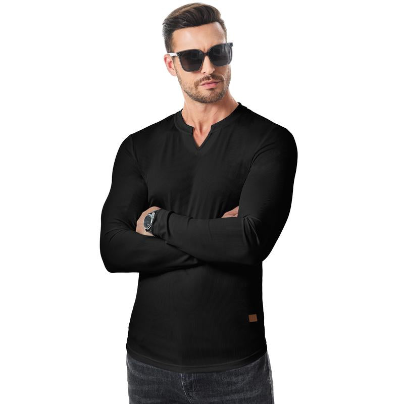 V-neck long-sleeved men's fitness sports top