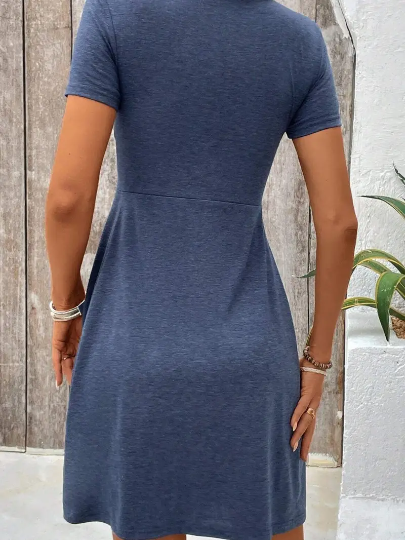 Short Sleeve V-Neck Twisted Dress