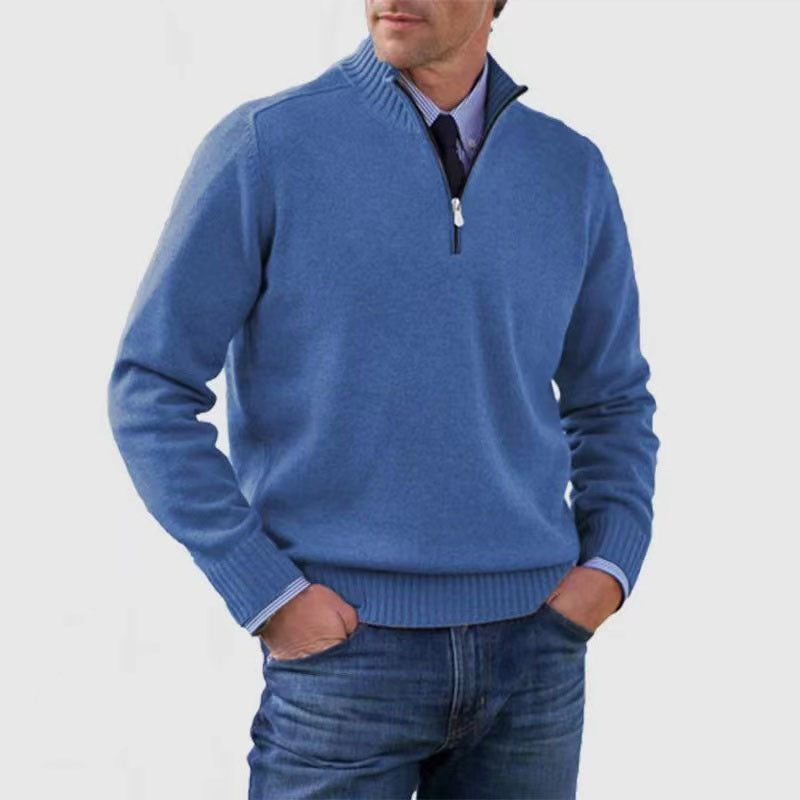 High-neck zippered sweater