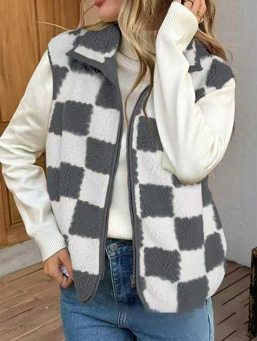 Traditional plaid knit vest