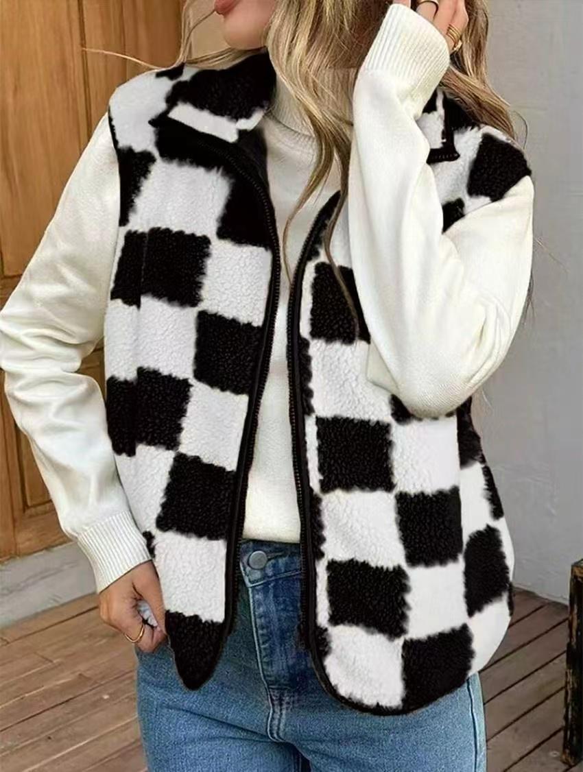 Traditional plaid knit vest