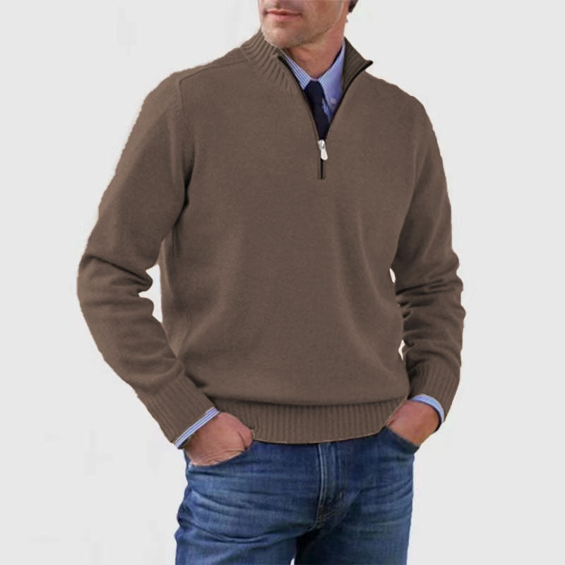 High-neck zippered sweater