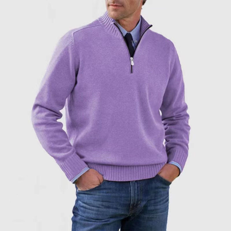 High-neck zippered sweater