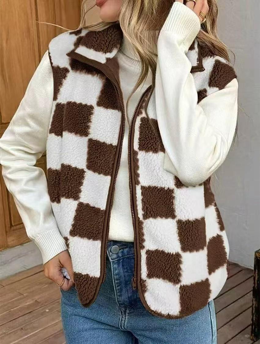 Traditional plaid knit vest