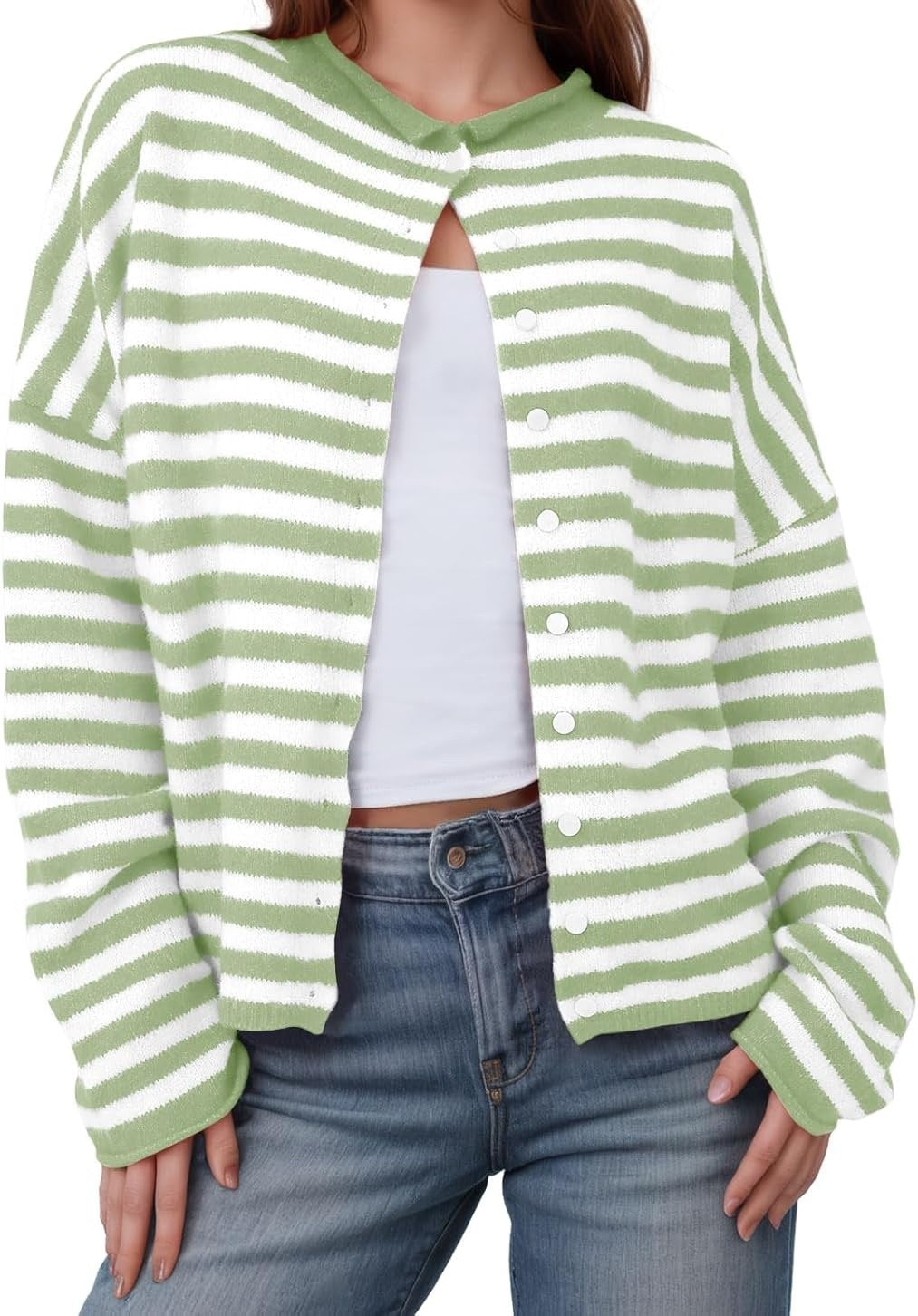 striped knit cardigan