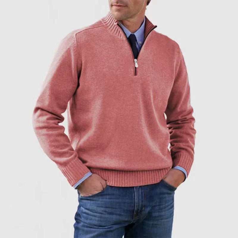 High-neck zippered sweater