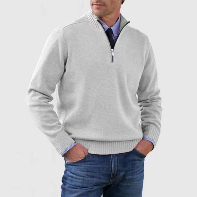 High-neck zippered sweater