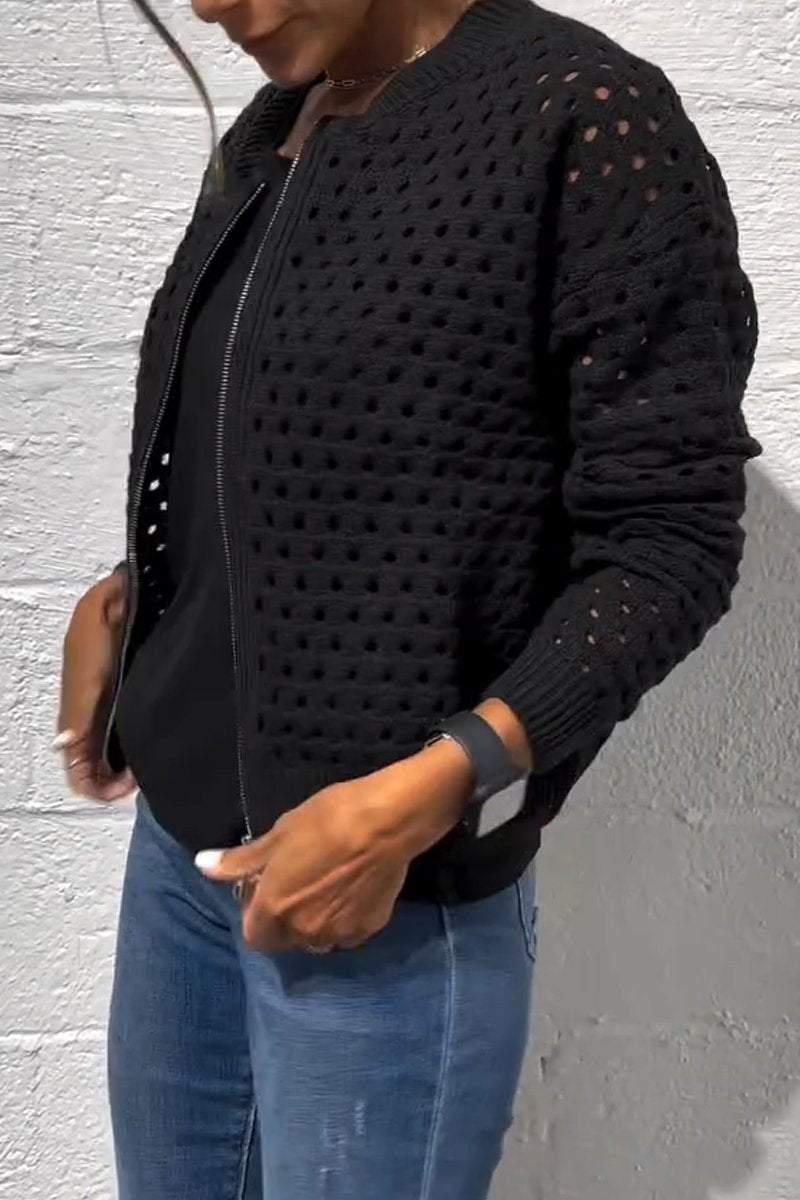 Openwork zipper jacket